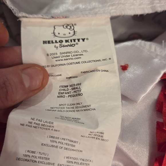 Hello Kitty Kids Costume with Red Bow and White Dress - Picture 4 of 8